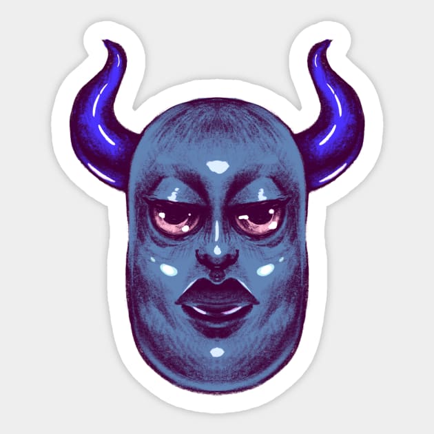 Blue devil Sticker by Yadoking